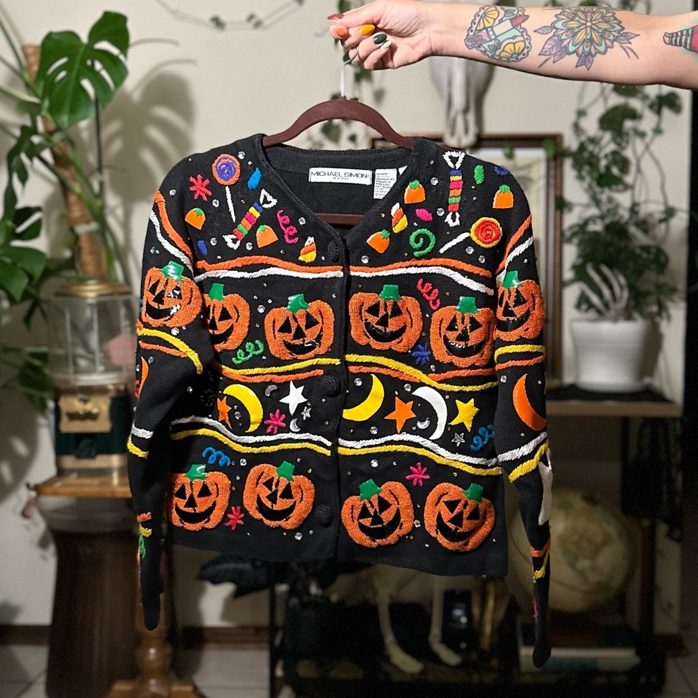 Vintage Michael Simon Halloween Cardigan Size Medium